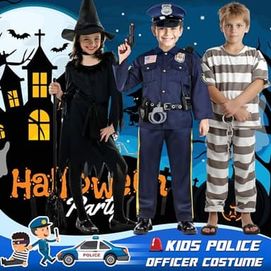 Joycover Police Officer Costume for Kids - Deluxe Police Costume for Kids with Accessories, Kids Halloween Costumes for Boys Girls, Cop Outfit Role Play Kit for Halloween Career Day-M - Image 6
