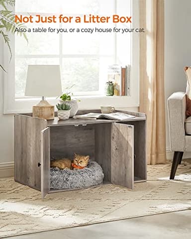 Feandrea Litter Box Enclosure, Cat Litter Box Furniture Hidden, with Front Entry, Modern Cat House for Indoor Cat, Kitty, Side End Table, 32.4 x 20.9 x 19.7 Inches, Greige UPCL001G01 - Image 3