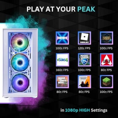 Phantom - Prebuilt Gaming PC Desktop Computer - Intel i7 Xeon 3.5GHz - 16GB RAM - 512GB M.2 SSD WiFi/BT, Win 11 Pro - Gaming Computer Tower, Pre Built PC Gameing - 1 Year Warranty (RX580 - White) - Image 3