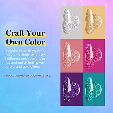 Beetles Glitter Gel Polish, 6 Pcs Pink Silver Platinum Gel Polish Kit Soak off Uv Lamp Shimmer Purple Pink Green Gold Glitter Nail Polish Kit Holiday Gift Design for Party - Image 3