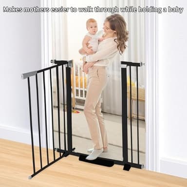 41 Inch Tall Baby Gate Auto Close Dog Gate Adjustable 29.92"-43.71" Wide Pressure Mounted Walk Through Swing Pet Gate for Doorways (Black, 29.92"-43.71" Wide) - Image 4