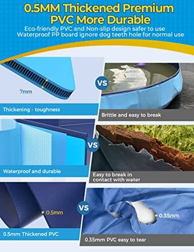 VISTOP Jumbo Foldable Dog Pool, Hard Plastic Shell Portable Swimming Pool for Dogs Cats and Kids Pet Puppy Bathing Tub Collapsible Kiddie Pool (87inch.D x 15.7inch.H, Blue) - Image 2