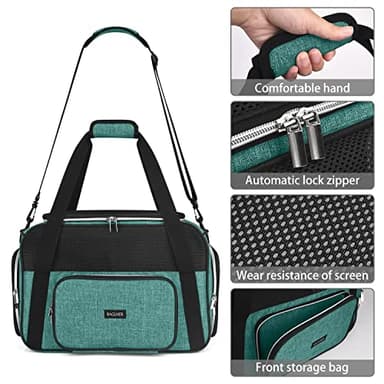 BAGLHER Pet Travel Carrier, Cat Carriers Dog Carrier for Small Medium Cats Dogs Puppies, Airline Approved Small Dog Carrier Soft Sided, Collapsible Puppy Carrier. Green - Image 3