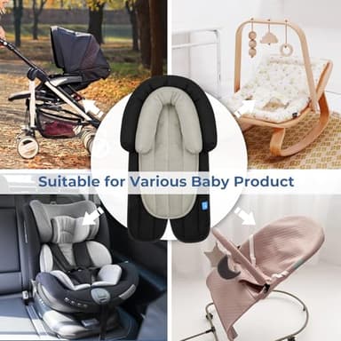 COOLBEBE Upgraded 2-in-1 Babybody Supports for Newborn Infant - Extra Soft Breathable Car Seat Insert Cushion Pad, Perfect for Carseat, Stroller, Swing, Bouncer, Black - Image 8