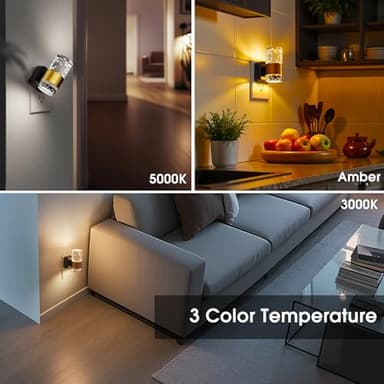 Night Lights Plug into Wall 2 Pack, Dimmable Night Light with Dusk-to-Dawn Light Sensor, Soft White/Cool White/Amber 3 Light Color, Adjustable Brightness, Rotatable plug, Bubble Nightlight for Hallway - Image 7