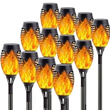 Albelt 12 Pack Solar Lights Outdoor, Solar Torch Lights with Flickering Flame for Garden Decor, Super Bright Waterproof Solar Garden Lights, Flame Torch for Outside Landscape Yard Party Decorations - Image 1