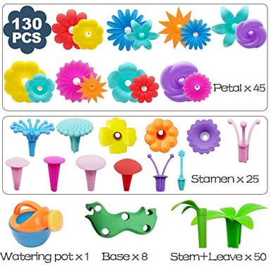 Scientoy Flower Garden Building Toys, Girl Toys Build a Garden, 130 PCS Flower Pretend Gardening Gift for Kids, Floral Arrangement Playset for Age 3-7 Year Old Child Educational Activity - Image 4