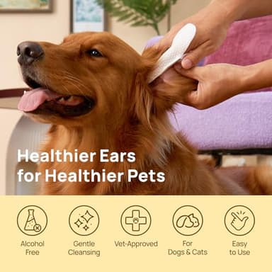 HICC PET Ear Cleaner Finger Wipes for Dogs & Cats, Vet-Recommended Dog Ear Infection Treatment to Relief Itching & Inflammation, Remove Wax, Dirt & Stop Smelly, Non-Irritating, 50ct(Coconut Scent) - Image 3
