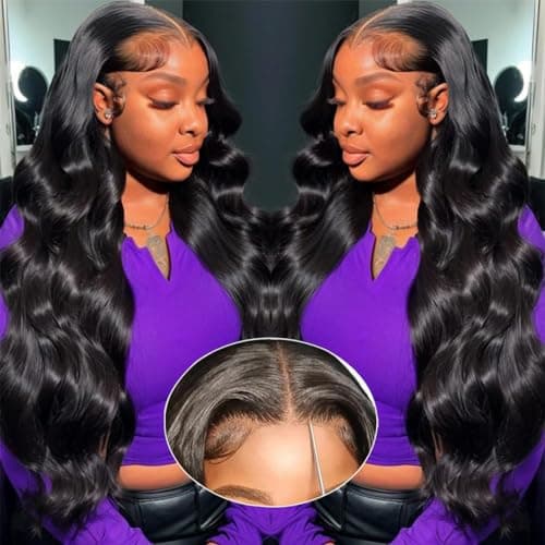 BVWCBJ 28 Inch 5x5 HD Lace Closure Wigs Human Hair Wear and Go Glueless Wigs Human Hair Pre Plucked Pre Cut 180% Density Body Wave Lace Front Wigs Human Hair for Women - Image 1