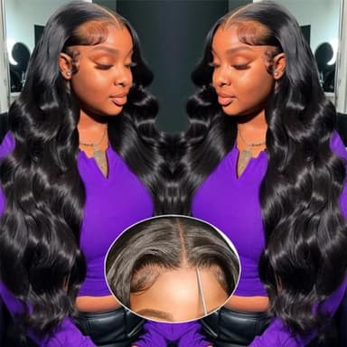 BVWCBJ 28 Inch 5x5 HD Lace Closure Wigs Human Hair Wear and Go Glueless Wigs Human Hair Pre Plucked Pre Cut 180% Density Body Wave Lace Front Wigs Human Hair for Women - Image 1