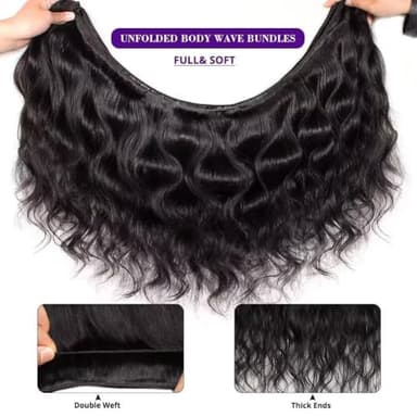 12A Human Hair Bundles 20 22 24 26 Inch Body Wave Bundles Human Hair 100% Unprocessed Brazilian Virgin Weave 4 Bundle for Women Natural Black Wavy Human Hair Extensions - Image 5