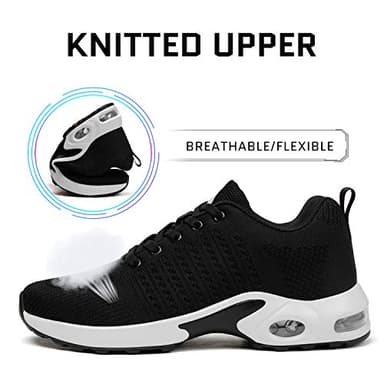 Mishansha Women's Sneakers Air Cushion Ultra Light Super Comfy Athletic Walking Shoes Gym Tennis Trail Running Shoes Black 7 - Image 2