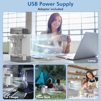 Portable Air Conditioners, Air Cooler with Remoter Evaporative Personal Mini AC, 3 Wind Speed, 2-4-8H Timer, 3 Modes, Colorful Night Light, Portable AC for Room, Car, Bedroom, Camping - Image 7