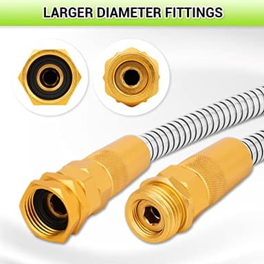 NGreen Stainless Steel Garden Hose - Flexible Metal Water Hose with Nozzle, Puncture, Rust Proof and Corrosion Resistant, Never Kink and High Pressure, Collapsible and Easy to Store (100FT) - Image 2