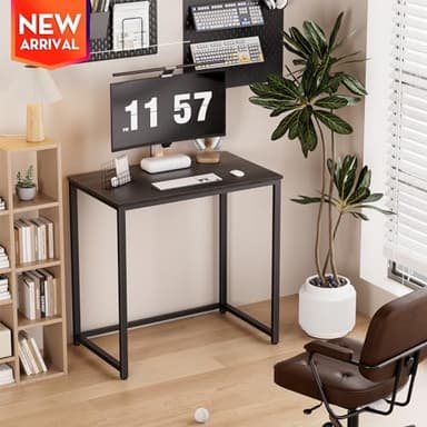 SINPAID Small Computer Desk 31.5 inches Desk for Small Spaces Sturdy Home Office Desks Modern Gaming Desks Study Writing Laptop Table, Black - Image 2