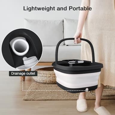 HOSPAN Collapsible Foot Spa with Heat, Bubble, Red Light, and Temperature Control, Foot Bath Massager with 8 Shiatsu Massage Rollers, Pedicure Foot Spa for Relaxation and Stress Relief, Black - Image 4