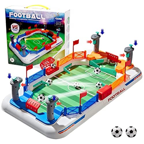 Couomoxa Upgrade Mini Football Games with 4 Flipper Drive Simulate Mini Tabletop Soccer Sport Board Game Educational Interactive Play Toy Gift for Boys,Girls Ages 3+ Adults - Image 1