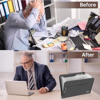 ENGPOW Accordion File Organizer,Fireproof 13 Pockets Expanding File Folder,Document Organizer Folder with Zipper＆Labels,Portable Home Travel Safe Storage for Letter A4 Files and More,Gray - Image 8