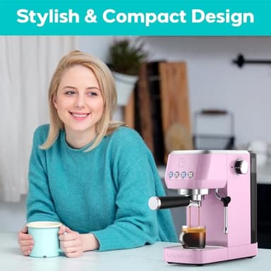 CASABREWS 3700 Essential Espresso Machine 20 Bar, Stainless Steel Coffee Machine with Steam Frother for Home, Compact Espresso Maker with 49oz Water Tank, Pastel Pink - Image 8