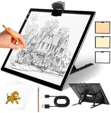 KOBAIBAN Wireless A3 LED Light Pad with Foldable Stand, Top Clip, 3 Colors/Stepless/ 6-Level Dimmable Brightness Rechargeable tracing Light Box/Board for Cricut Vinyl, Weeding Tool, Diamond Painting - Image 1