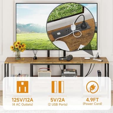 GYIIYUO LED TV Stand with Mount and Power Outlet & Fabric Drawers for 32-85 Inches TV - Entertainment Center and Corner Tv Stand for Living Room, Bedroom- 47" Rustic Brown (Max VESA 600mm × 400mm - Image 4