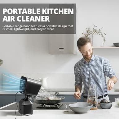 Portable Range Hood Portable Exhaust Fan for Kitchen with Adjustable Angle Height and 3 Detachabl Washable Filters 2 Speed and Low Noise Non Consumable Kitchen Exhaust Fan for Indoor BBQ Hot Pot RV - Image 2