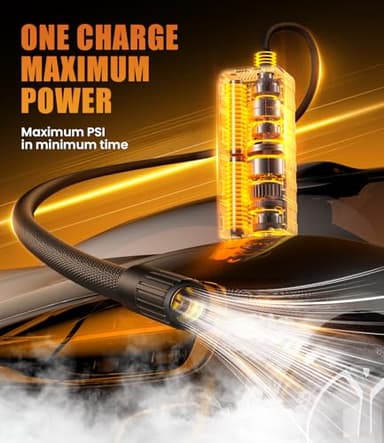 Tire Inflator Portable Air Compressor: 20000mAh & 150PSI Fast Inflation Air Pump for Car Moto Bike Ball - One-Button Control - Senior-Friendly Solution for Elderly Drivers - Image 3