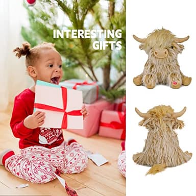 Tonpect Highland Cow Stuffed Animal with Mooing Sound, 9 inch Ginger Colored, Farm Cow Toy for Boys Girls Gift Decoration - Image 6