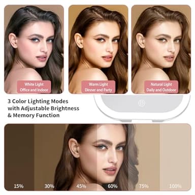 DESCHEN Rechargeable Travel Makeup Vanity Mirror with Lights and Magnification, Portable 1X/10X Magnifying Mirror with 3 Color Light, Lighted Makeup Mirror with Magnification, Folding LED Desk Mirror - Image 3