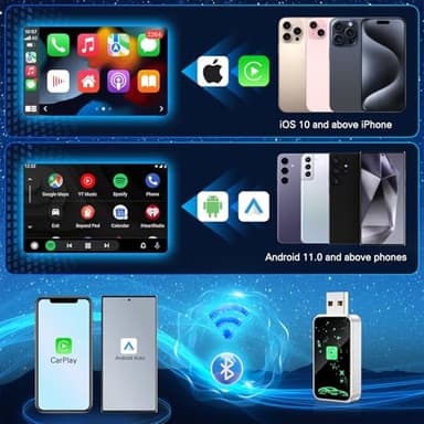 Mini Wireless Carplay Adapter for iPhone, 2025 2 in 1 Stable Universal Wireless carplay Adapter, Fast Convert Factory Wired to Wireless CarPlay Dongle Cars for auto for Android for Apple for iOS - Image 7