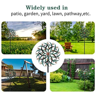 VEWOGARDEN 20" Dia Large Wind Spinner, Outdoor Metal Windmill Spinner - Yard Art Spinner Wind Catchers Sculpture for Patio, Lawn & Garden Decor - Image 4