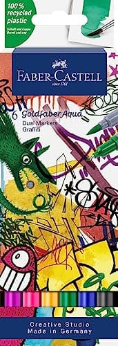 Faber-Castell Goldfaber Watercolor Dual Art Markers: Graffiti - Water Color Markers Pens (6 Count) - Image 1