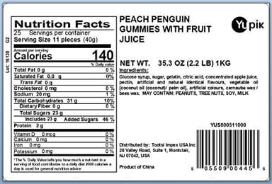 Yupik Gummy Peach Penguins, 2.2 lb (35.2 oz), Gluten-Free, Penguin-Shaped Candies, Peachy Flavor, Chewy & Soft Gummies, Fun Treat, Sweet Candy, Delicious Snack, For Gifting, Holidays & Decorating - Image 2