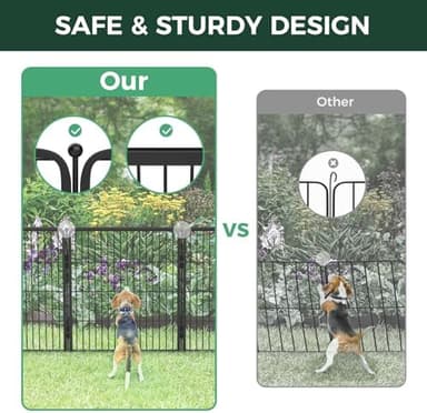 FXW Garden Fence Outdoor for The Yard – 40in(H) x 36.4ft(L) Heavy Duty Metal Animal Barrier for Dog and Rabbit, Decorative Dog Fence, 16 Panels, Black - Image 3