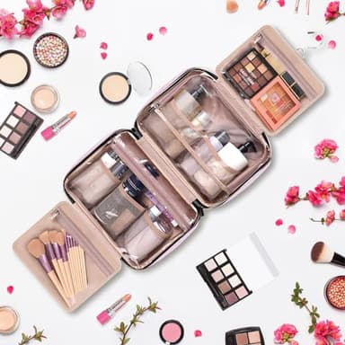 Travel Size Toiletry Bag for Women, Portable Cosmetic Bag with Hanging Hook, Travel Essentials Water-resistant Makeup Organizer for Accessories, Shampoo, Full-size Container, Toiletries - Image 7