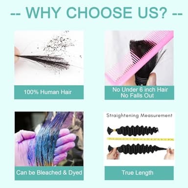 Human Braiding Hair for Boho Braids Human 110g 20 Inch Curly Boho Hair for Braiding Knotless 12A Deep Wave Bulk Bohemian 3 Bundles/Pack Natural Color - Image 8