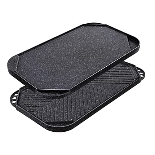 SENSARTE Nonstick Griddle Grill Pan, Pro-Grid Reversible Grill & Griddle Pan, Two Burner Cast Aluminum, Portable for Indoor Stovetop or Outdoor Camping BBQ, 19.5" x 10.7" - Image 1