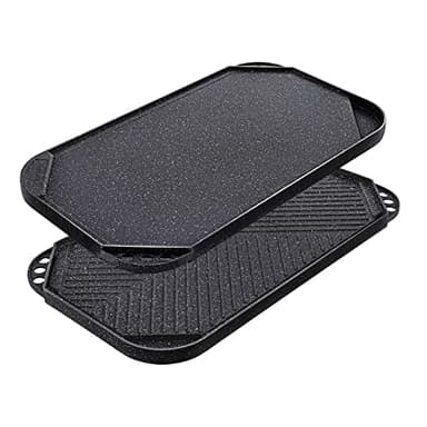 SENSARTE Nonstick Griddle Grill Pan, Pro-Grid Reversible Grill & Griddle Pan, Two Burner Cast Aluminum, Portable for Indoor Stovetop or Outdoor Camping BBQ, 19.5" x 10.7" - Image 1