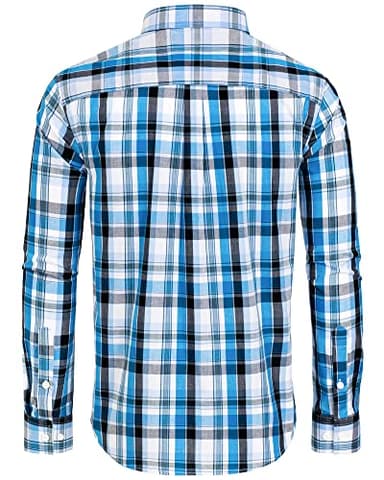 Alimens & Gentle Men's Plaid Button Down Shirts Cotton Long Sleeve Dress Shirts Regular Fit Gingham Shirts - Image 2
