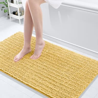 Arotive Luxury Chenille Bathroom Rug Mat, Extra Soft Thick Absorbent Shaggy Bath Rugs, Non-Slip Machine Wash Dry, Plush Bath Mats for Bathroom, Shower and Tub, 54x24, Yellow - Image 1