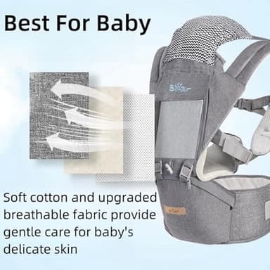 Bear Baby Carrier, 6-in-1 Baby Carrier Newborn to Toddler with Hip Seat (Ergonomic M Position) for 3-36 Month/ 7-44lbs Baby, Adjustable Size for Enhanced Lumbar Support, Perfect for On-The-go - Image 8