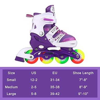 Kids Adjustable Flashing Inline Skates for Boys Girls and Adults with Full Light Up Wheels, Outdoor Roller Skates for Kids Beginner Ages 6-8-12-14, Men and Women - Image 3