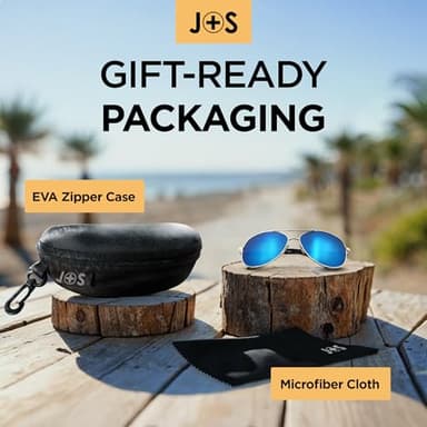 J+S Premium Military Style Classic Aviator Sunglasses, Polarized, 100% UV protection for Men Women (Large Frame - Black Frame/Black Lens) - Image 7