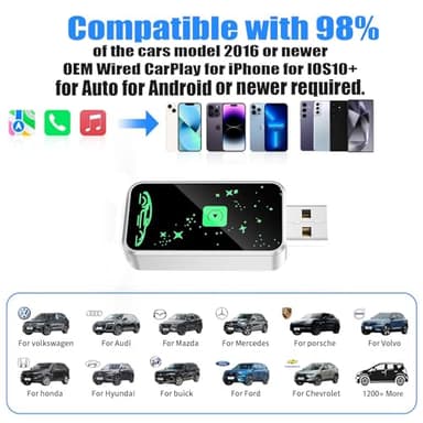 Mini Wireless Carplay Adapter for iPhone, 2025 2 in 1 Stable Universal Wireless carplay Adapter, Fast Convert Factory Wired to Wireless CarPlay Dongle Cars for auto for Android for Apple for iOS - Image 8