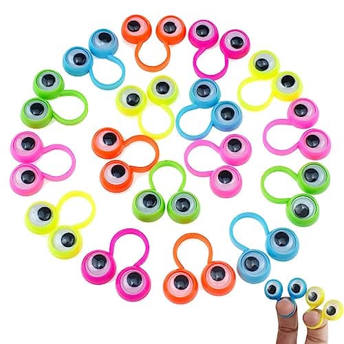 100 PCS Eye Finger Puppets Toys Set, Wiggly Eyeball Finger Puppet Eye On Rings for Kids, Party Favors for Boys Girls - Image 1