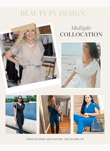 Dokotoo Jumpsuit for Womens Dressy Casual 2025 Wrap V Neck Formal One Piece Cruise Outfits Long Romper Elastic Waist Cold Shoulder with Pockets Outfits for Summer,Black Large - Image 4