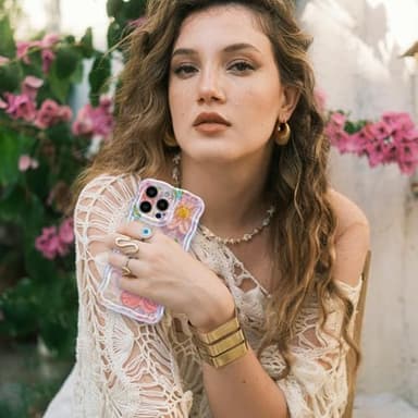 XIZYO Case for iPhone 16 Pro Max, Colorful Retro Oil Painting Flower Cute Floral Aesthetic Curly Wave Frame Laser Glossy Reflective Exquisite Stylish Protective Cover Women Girls-Flower/Purple - Image 5