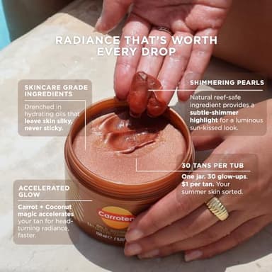 Carroten Gold Shimmer Intensive Tanning Gel | Browning Tan Accelerator | Non-Greasy, Water-Resistant with Carrot and Coconut Oil | Vitamin A & E For Moisture & Hydration | Made in Greece | 5 Fl Oz - Image 5