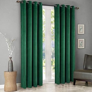 SINGINGLORY Green Velvet Curtains 52 x 96 Inch, Blackout Thermal Insulated Grommet Window Curtain 2 Panels Set for Bedroom and Living Room (W52 xL96, Dark Green Emerald - Image 3