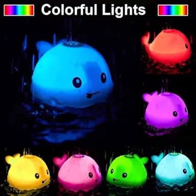 Light Up Toddler Bath Toys - Water Table For Toddlers 1-3 - Whale Water Spray Toy - Toys For Ages 0-2 - Baby Infant Bathtub Floating Pool Toy 6-12-18 Months - One Year Old Girls Boys Birthday Gifts - Image 5